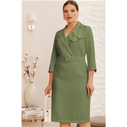 Зелёное платье с поясом 4766 БАЗИЛИК