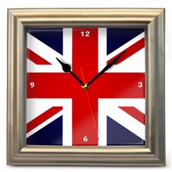 Часы настенные "Британский флаг" (3), Цвет рамки может быть другим.