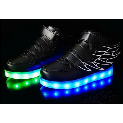 Светящиеся кроссовки с LED подсветкой детские 1199, цвет Черный