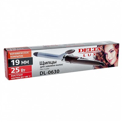 Щипцы для завивки волос 25 Вт, 19 мм DELTA LUX DL-0630 коричневые