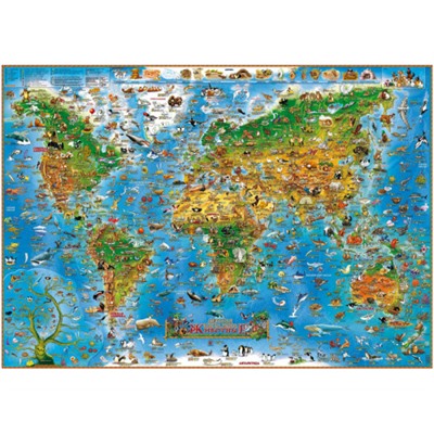 Настенная иллюстрированная карта мира. Животные (137х97см.)