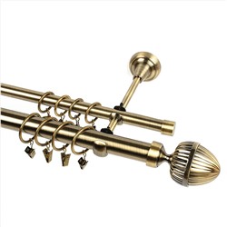 Карниз металлический 2-рядный "Одеон", золото антик, гладкая труба  (kn-47)