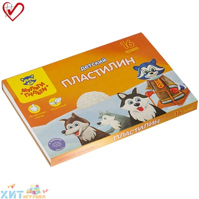 Пластилин 16 цв. 240 г со стеком "Енот на Аляске" Мульти-Пульти ДП_10236, ДП_10236