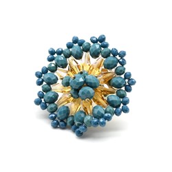 Кольцо из циркона на резинке цв.голубой