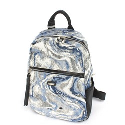Рюкзак жен текстиль+иск/кожа DJ-6930-3 BLUE,  1отд,  4внеш+2внут/карм,  черный/синий 252540