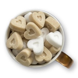 Сердечки фигурный сахар коричневый и белый (740 г)