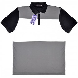 Рубашка-поло "Turon", трехцветная, пике (серо-черный)