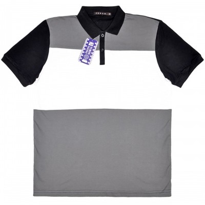 Рубашка-поло "Turon", трехцветная, пике (серо-черный)