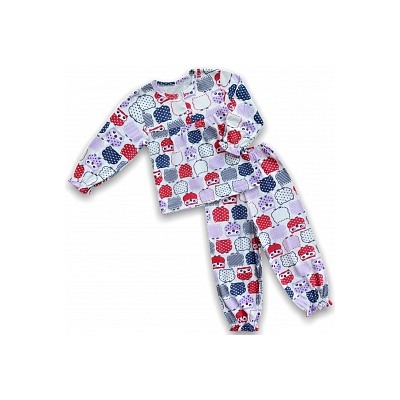Пижама с кокеткой для девочек (кнопки). Ткань - Кулирная гладь (100% хлопок).