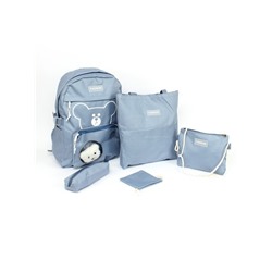 Комплект MF-525  (рюкзак+2шт сумки+пенал+монетница)   1отд,  5внеш+3внут/карм,  голубой 256510