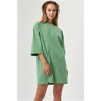 Платье-футболка с принтом на руке зеленый