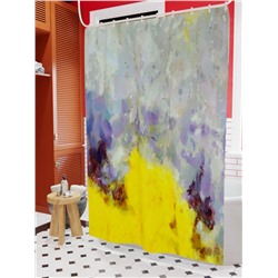 Фотоштора для ванной Серо-желтая абстракция 2
