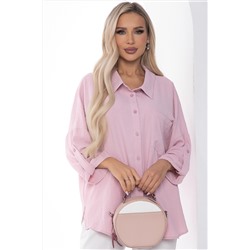 Рубашка розовая с V-разрезом по спинке и декоративной цепочкой