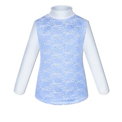 Белая водолазка (блузка) для девочки с голубым гипюром 83896-ДНШ22