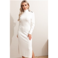 Белое трикотажное платье с разрезами Виталина №10