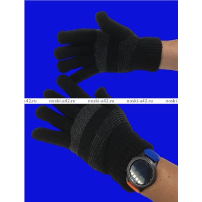 Мужские перчатки зимние толстые двойные "ПОЛОСА" арт. 2162