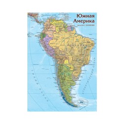 Карта-пазл Южной Америки (фрагменты по странам) 33х23см.