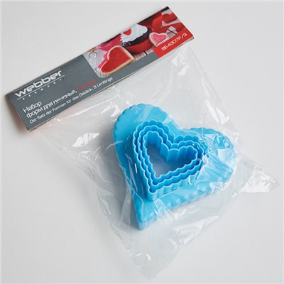 Набор двусторонних пластиковых форм для печенья "Сердца" 3 размера BE-4307P/3