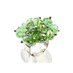 Кольцо с подвижными цирконами цв.зеленый светлый