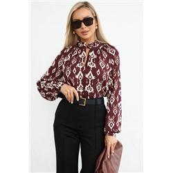 Бордовая блуза с завязками