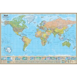 Настенная политическая карта мира большая с инфографикой (17 млн) 230х154см.