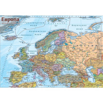 Карта-пазл. Европа (фрагменты по странам) 33х23см.