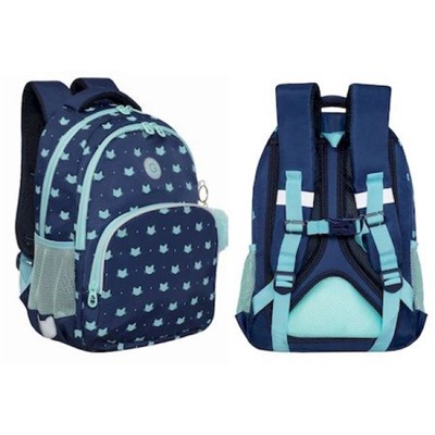 Рюкзак школьный RG-360-5/1 синий - мятный 27х40х20 см GRIZZLY