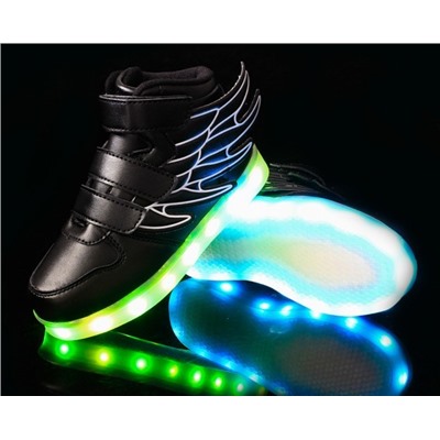 Светящиеся кроссовки с LED подсветкой детские 1199, цвет Черный