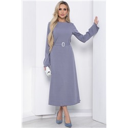 Серо-голубое длинное платье из трикотажа лапша