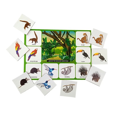 Малое картонное лото для детей «Зоопарк»