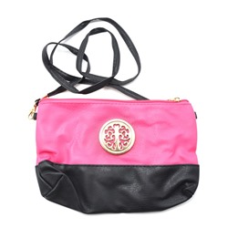 Косметичка-сумочка текстиль на замке+ремешок 15*24см Черный+ярко-розовый KM-2