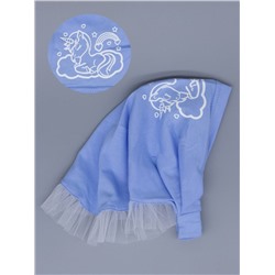 Косынка для девочки на резинке с рюшами из фатина, единорог на облаке, голубой