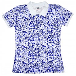 Рубашка-поло женская с синим узором (Doston)