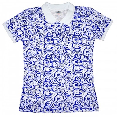 Рубашка-поло женская с синим узором (Doston)