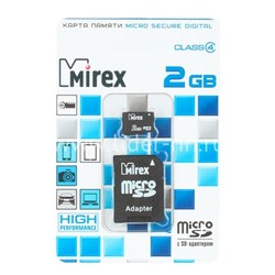 Карта памяти MicroSD 2GB MIREX (c адаптером)