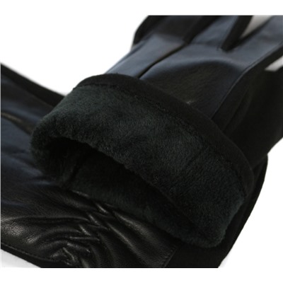 Трикотажные перчатки с кожей PU 12р-р