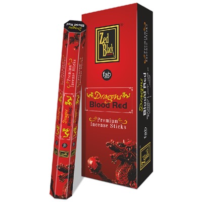 DRAGONS BLOOD RED fab series Premium Incense Sticks, Zed Black (КРАСНАЯ КРОВЬ ДРАКОНА премиум благовония палочки, Зед Блэк), уп. 20 палочек.