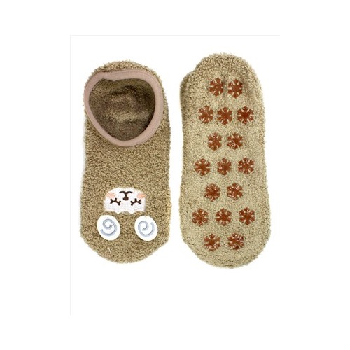 Носки-Тапочки Махровые"Овечки", 35/40 размер, коричневые