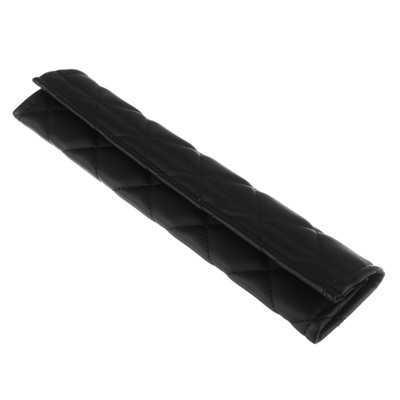 Накладка на ремень безопасности из экокожи, удлиненная, строчка ромб, черный