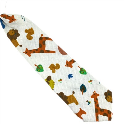 Жаккардовый детский галстук на застежке «Зоопарк» (ПОДАРОК спиннер)