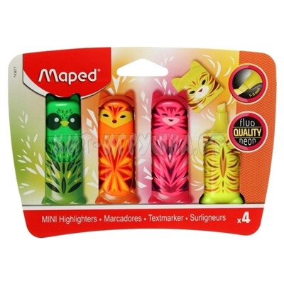 Набор текстовыделителей устойчив. 1-5мм 4 цв. Fluo Pep's Mini Friends Maped 743677, 743677