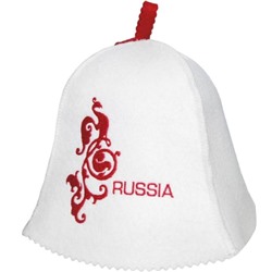 Шапка для бани "Russia" (белый) ПЭ Банные традиции