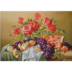 Натюрморт с розами-гобеленовая картина