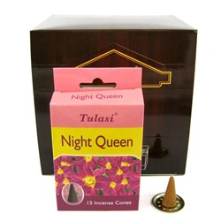 Tulasi Incense CONES NIGHT QUEEN, Sarathi (Туласи благовония КОНУСЫ НОЧНАЯ КОРОЛЕВА, Саратхи), уп. 15 конусов.