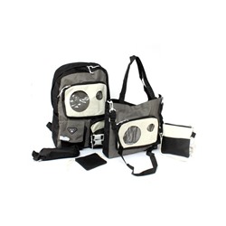 Комплект MF-5030  (рюкзак+2шт сумки+пенал+монетница)  1отд,  6внеш+1внут/карм,  черный/серый 256343