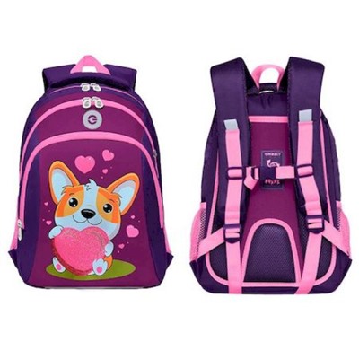 Рюкзак школьный RG-361-1/1 фиолетовый 27х40х20 см GRIZZLY