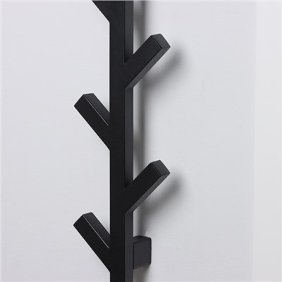 Вешалка настенная Березка, 8 крючков, 76×14×8 см, цвет черная