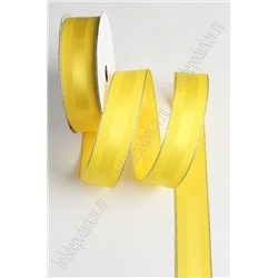 Лента репсовая с люрексом и атласной вставкой 2,5 см (SF-1726) желтый №645
