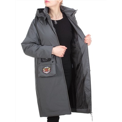 ZW-2306-C DARK GRAY Пальто демисезонное женское (100 гр. синтепон) BLACK LEOPARD размер 46