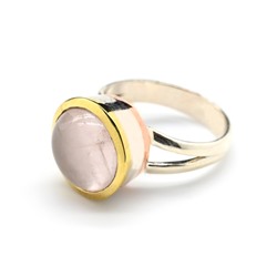 Кольцо С925 с розовым кварцем 14мм, размер 17, 5,8г